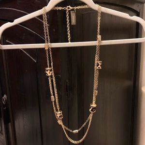 BNWT gold/cheetah print double adjustable necklace